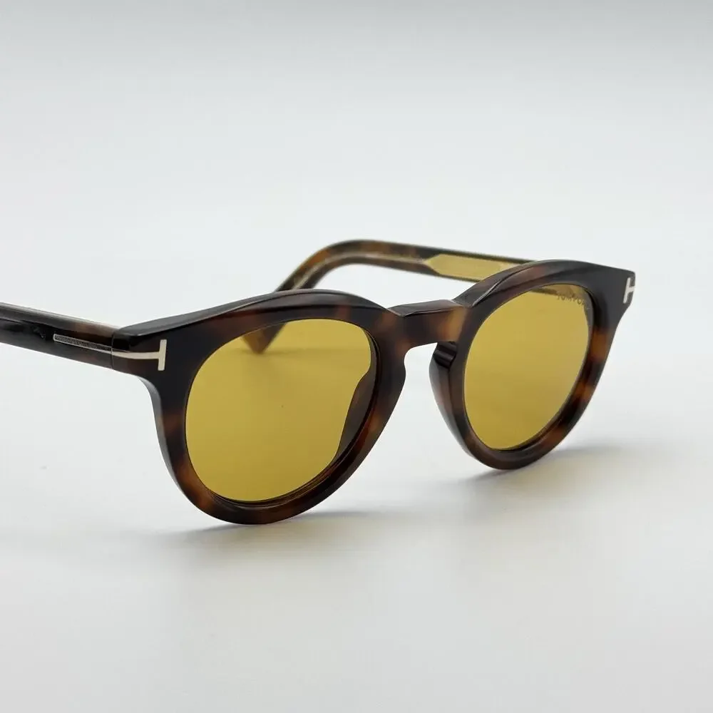 Tom Ford Sunglasses TF1325 53E Icon Collection Tortoise Round Pantos Amber Lens
